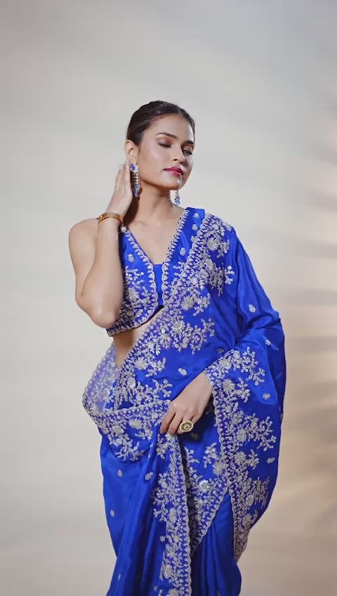 Blue designer saree